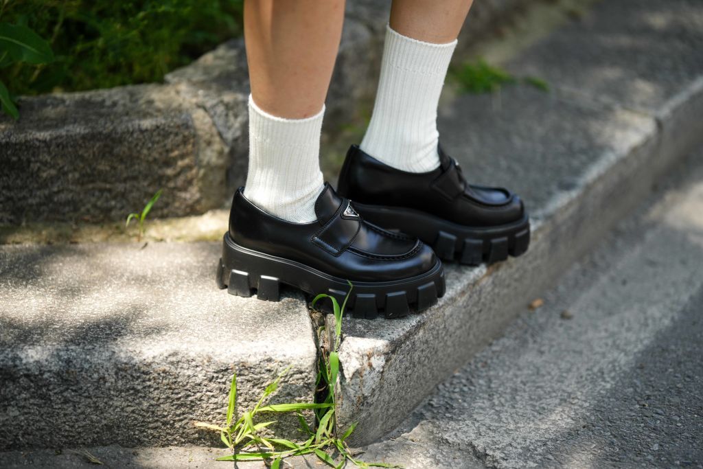 Blue shop prada loafers