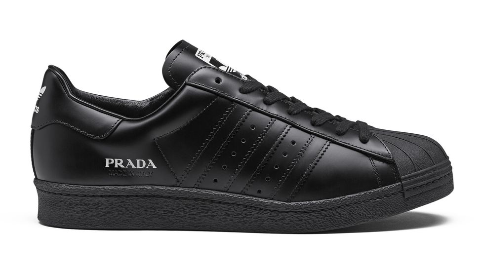 prada x adidas originals superstar 黑色款球鞋單品圖