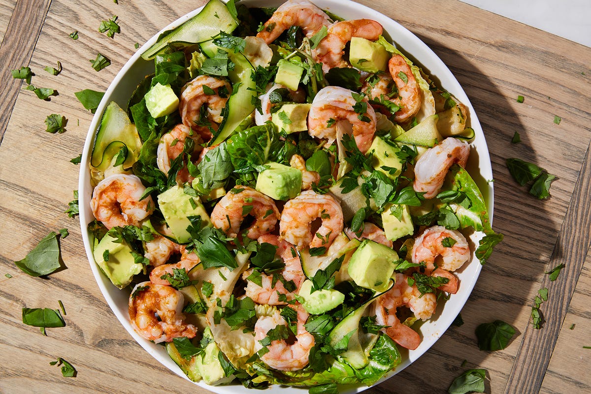 image of Summer Prawn Salad With Avocado & Courgette recipe by Delish