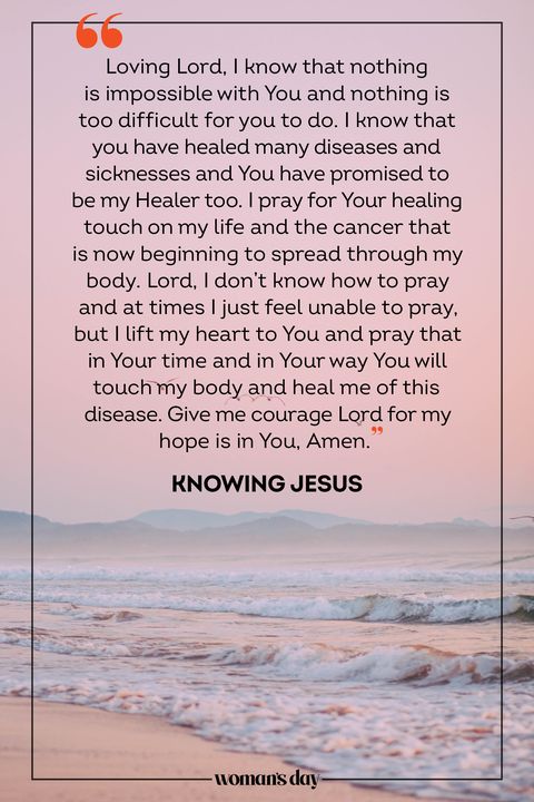 prayer for cancer knowing jesus