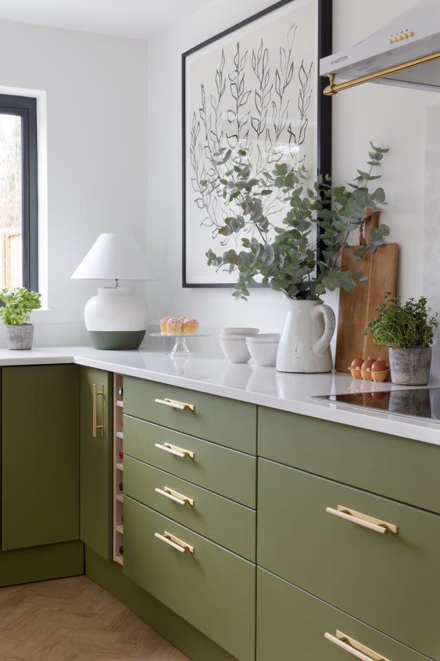 Drab Kitchen Transformed With Green Pre-Loved Cabinets