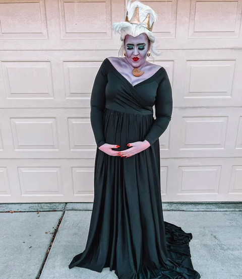 social media marketer whitney faith lambert dressed as ursula in a homemade pregnant halloween costume