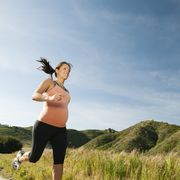 pregnant hispanic woman Run running in remote area