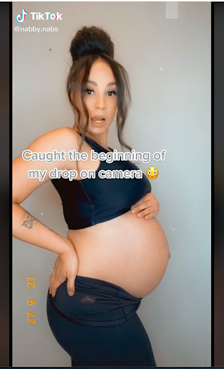 Pregnant woman captures on video the moment her bump 'dropped