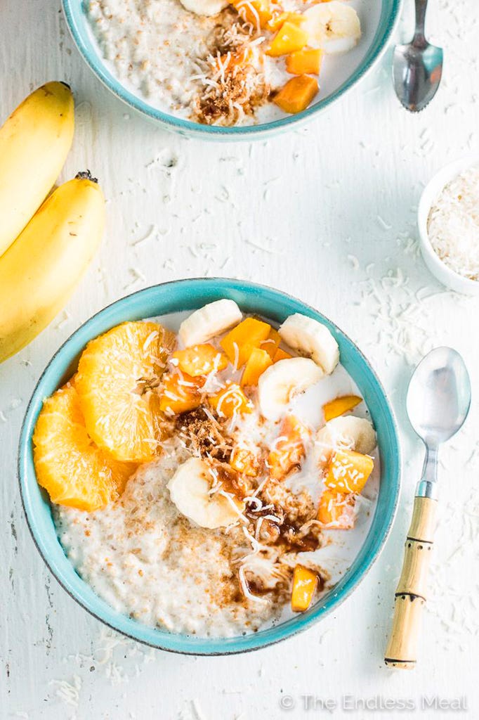 bowl de avena de coco