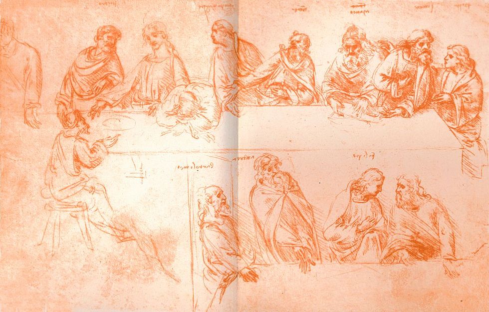 preparatory sketch for the painting of the last supper, c1494 c1499 1883 artist leonardo da vinci