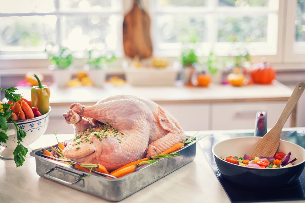 Preparing Turkey for Holiday Dinner