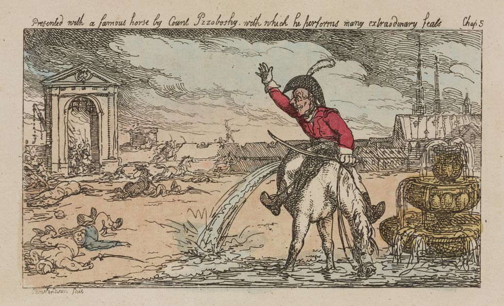 baron munchausen riding half a horse, 1811