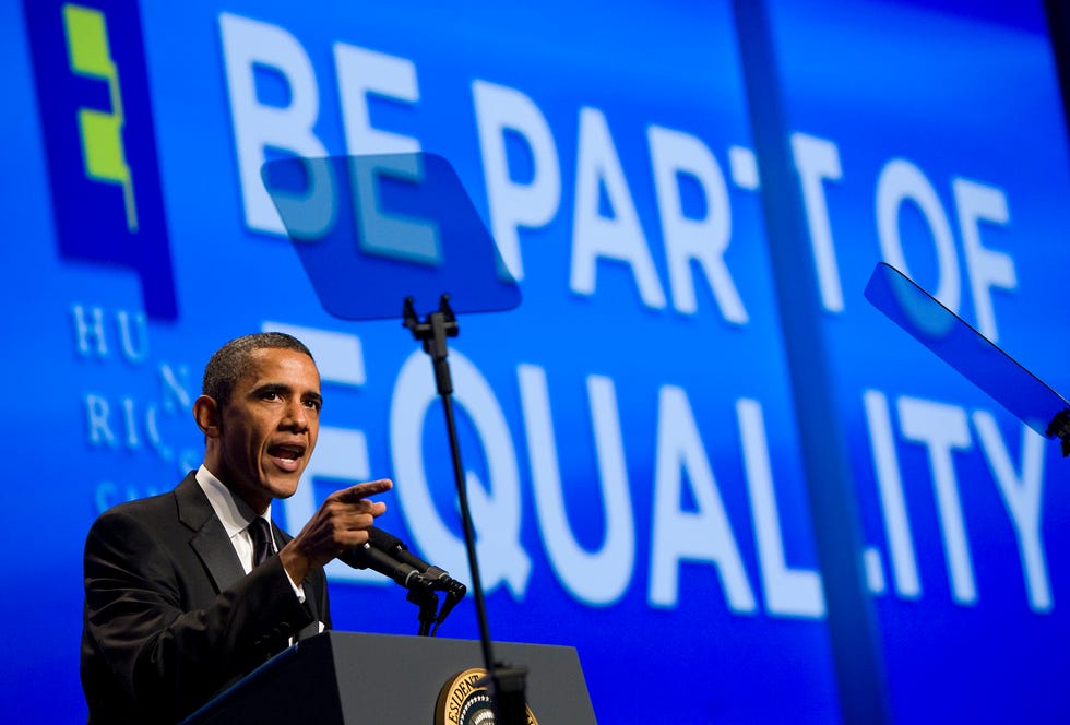 president barack obama speaks at human rights campaign's annual national dinner