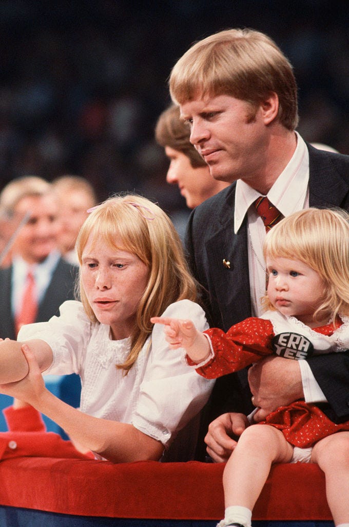 amy carter, john carter, and sarah carter at 1980 democratic convention