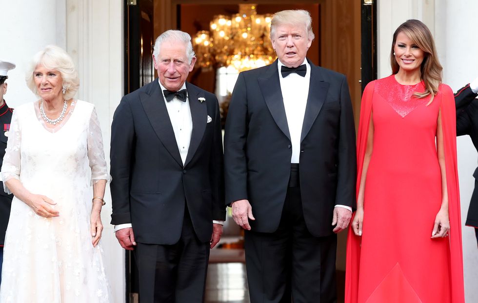 Camilla, Prince Charles, and the Trumps pose for a photo outside the U.S. ambassador's residence.