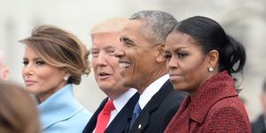 michelle obama alongside barack obama, donald trump, and melania trump during trump's inauguration