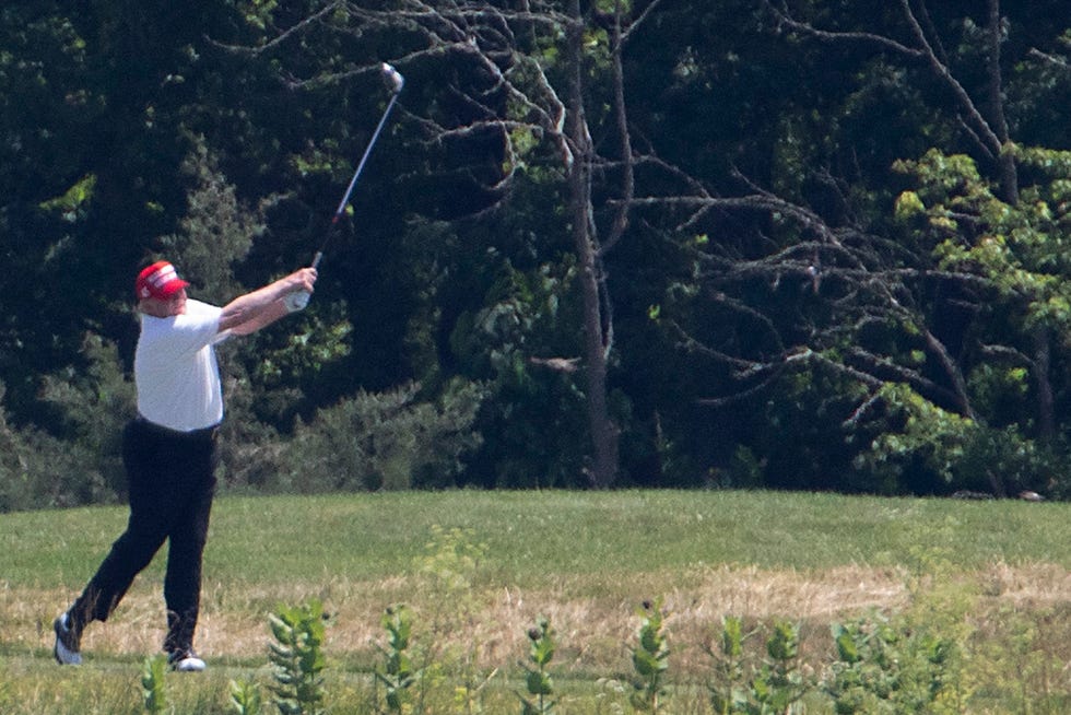 president trump spends father's day golfing