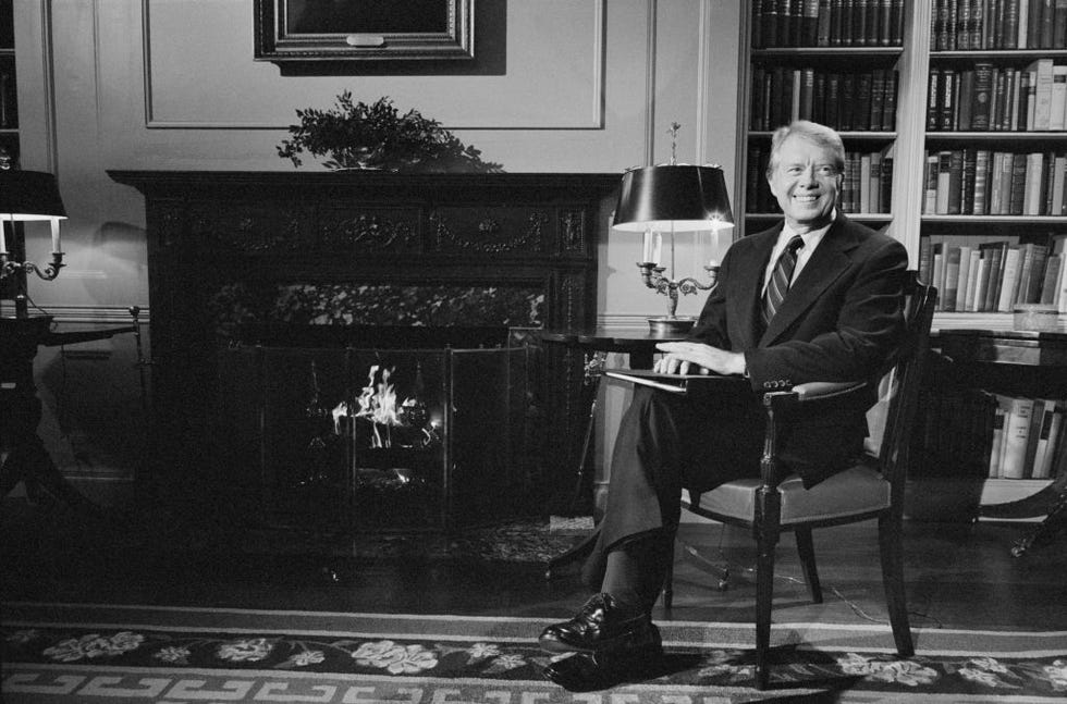 us president jimmy carter at the white house during a fireside chat on the panama canal treaty, washington