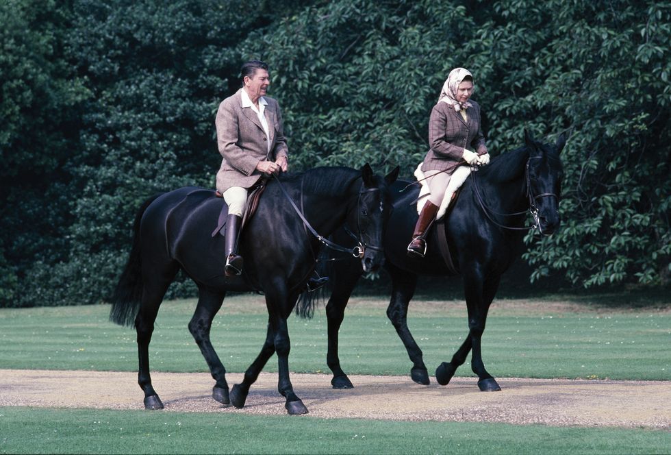 ronald reagan rides with queen elizabeth ii
