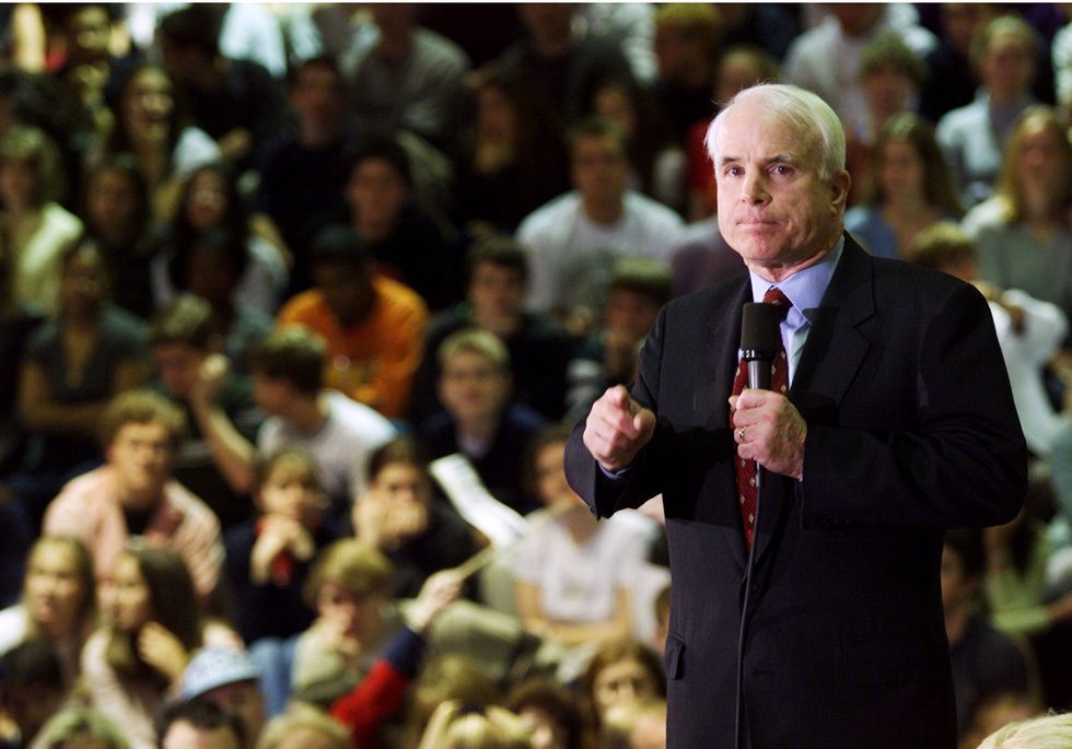 Presidential hopeful Sen. John McCain speaks at Frank E. Cox