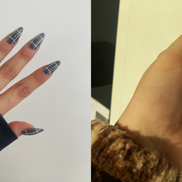Long Luxury Rhinestone Fake Nails Black French Tips Press On False