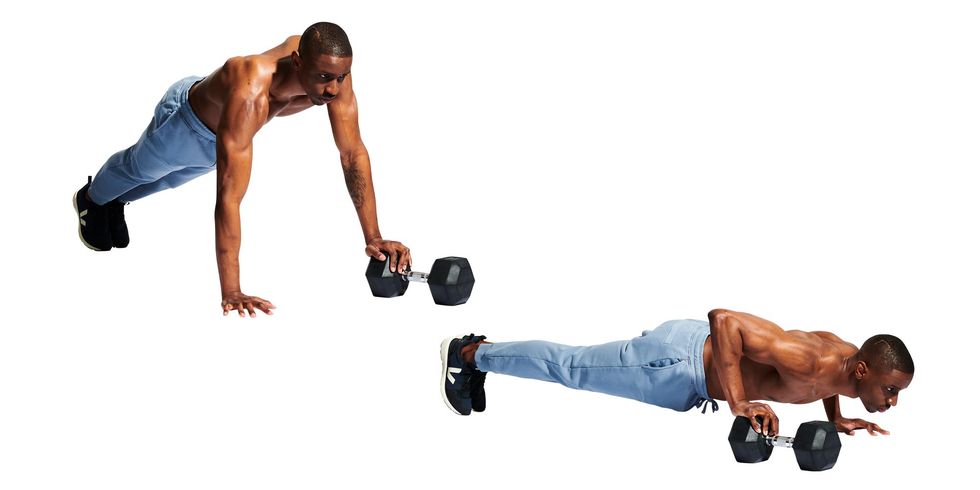 press up over dumbbell
