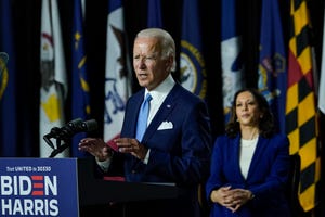 joe biden and running mate kamala harris deliver remarks in delaware