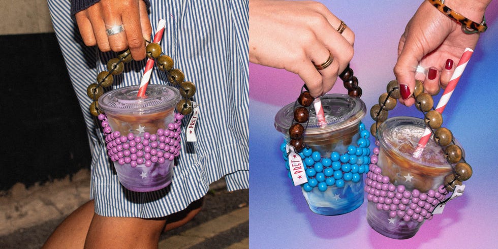 pret iced coffee beaded bag