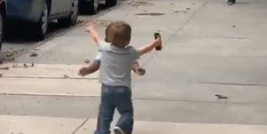 toddlers run to greet each other in adorable video