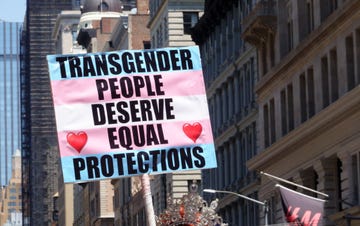 pride parade, new york city, 2022, banner transgender people deserve equal protections