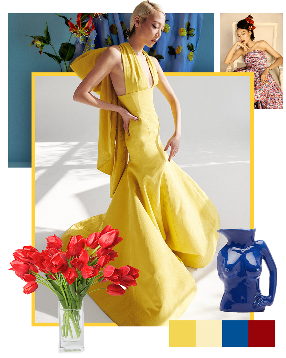 red yellow blue wedding color palette