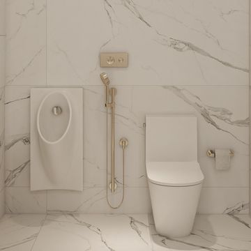 a bathroom with a toilet and urinal