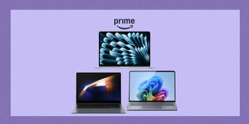 display of laptops promoting amazon prime