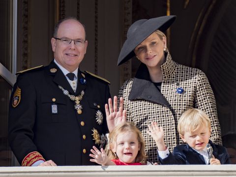 prince Albert and his wife, Princess Charlene, with their twins, Prince Jacques and Princess Gabriella