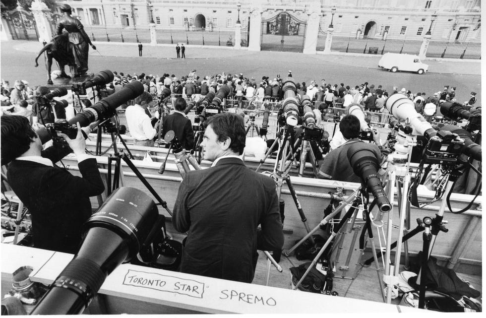 prince charles and lady diana wedding inside the photographer's area july 1981