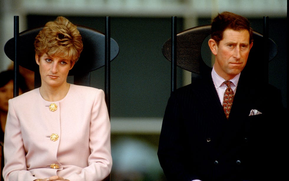 Prince Charles, Prince of Wales and Diana, Princess of Wales look unhappy at the start of a Tour of Canada on October 25, 1991