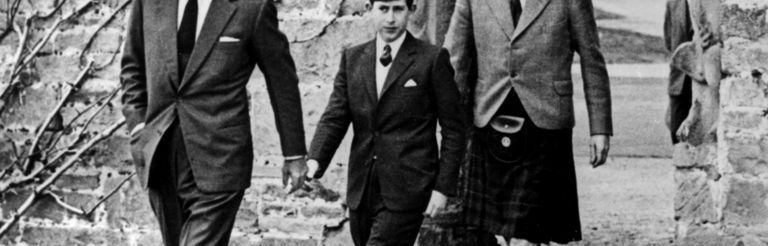 Prince Charles - The Prince of Wales at Gordonstoun School, in step with his father the Duke of Edinburgh and bringing u