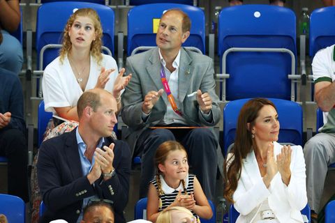 prince william, kate middleton, and princess charlotte at the commonwealth games