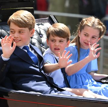 london, england   june 02 prince george, prince louis and princess charlotte in the carriage procession at trooping the colour during queen elizabeth ii platinum jubilee on june 02, 2022 in london, england the platinum jubilee of elizabeth ii is being celebrated from june 2 to june 5, 2022, in the uk and commonwealth to mark the 70th anniversary of the accession of queen elizabeth ii on 6 february 1952 trooping the colour, also known as the queens birthday parade, is a military ceremony performed by regiments of the british army that has taken place since the mid 17th century it marks the official birthday of the british sovereign this year, from june 2 to june 5, 2022, there is the added celebration of the platinum jubilee of elizabeth ii  in the uk and commonwealth to mark the 70th anniversary of her accession to the throne on 6 february 1952 photo by karwai tangwireimage
