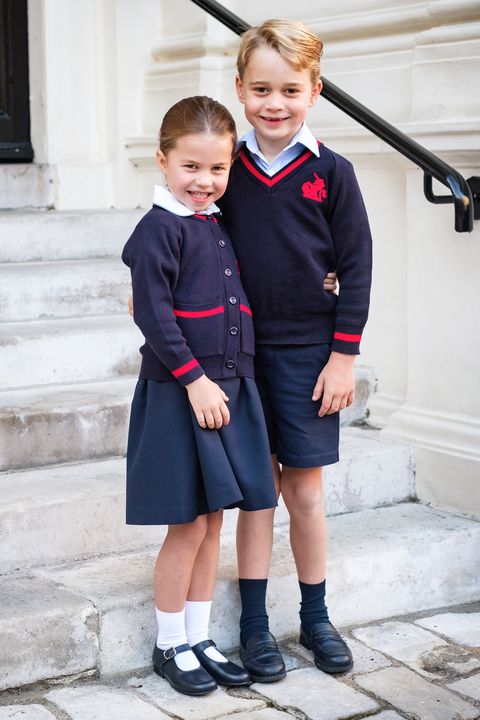 prince george princess charlotte thomas's battersea first day of school