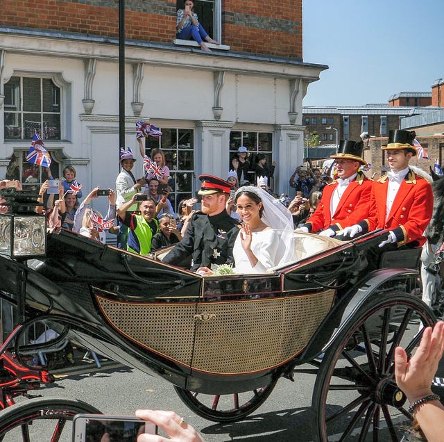 prince harry, duke of sussex and meghan, duchess of sussex leave windsor castle