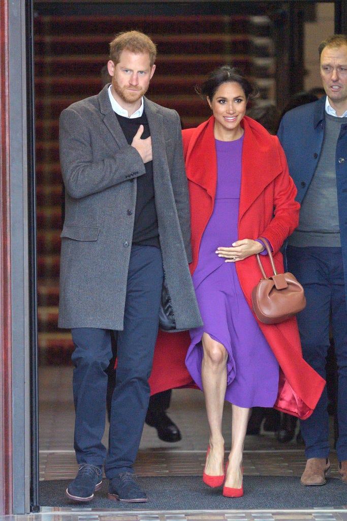 Meghan Markle colour blocking Meghan Markle maternity style