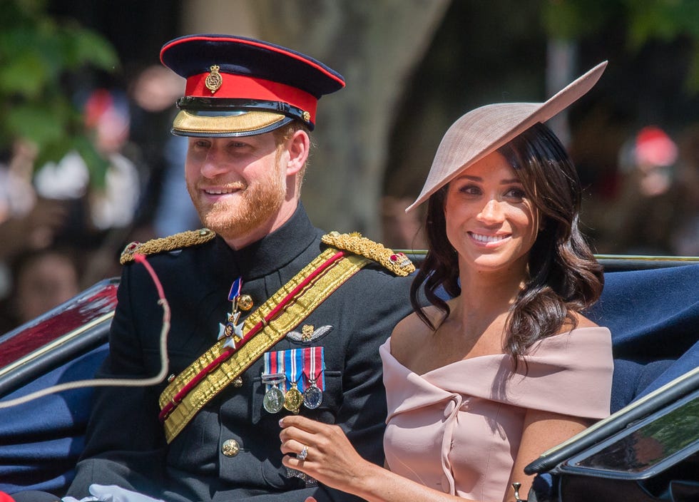 prince harry and meghan markle during trooping the colour 2018