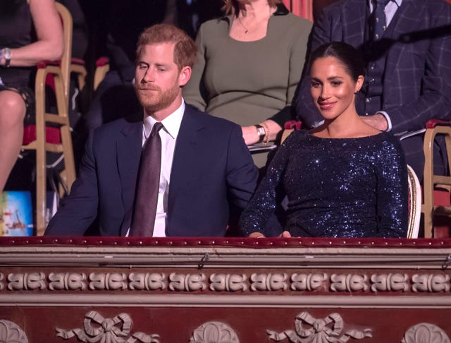 the duke and duchess of sussex attend the cirque du soleil premiere of "totem" in support of sentebale