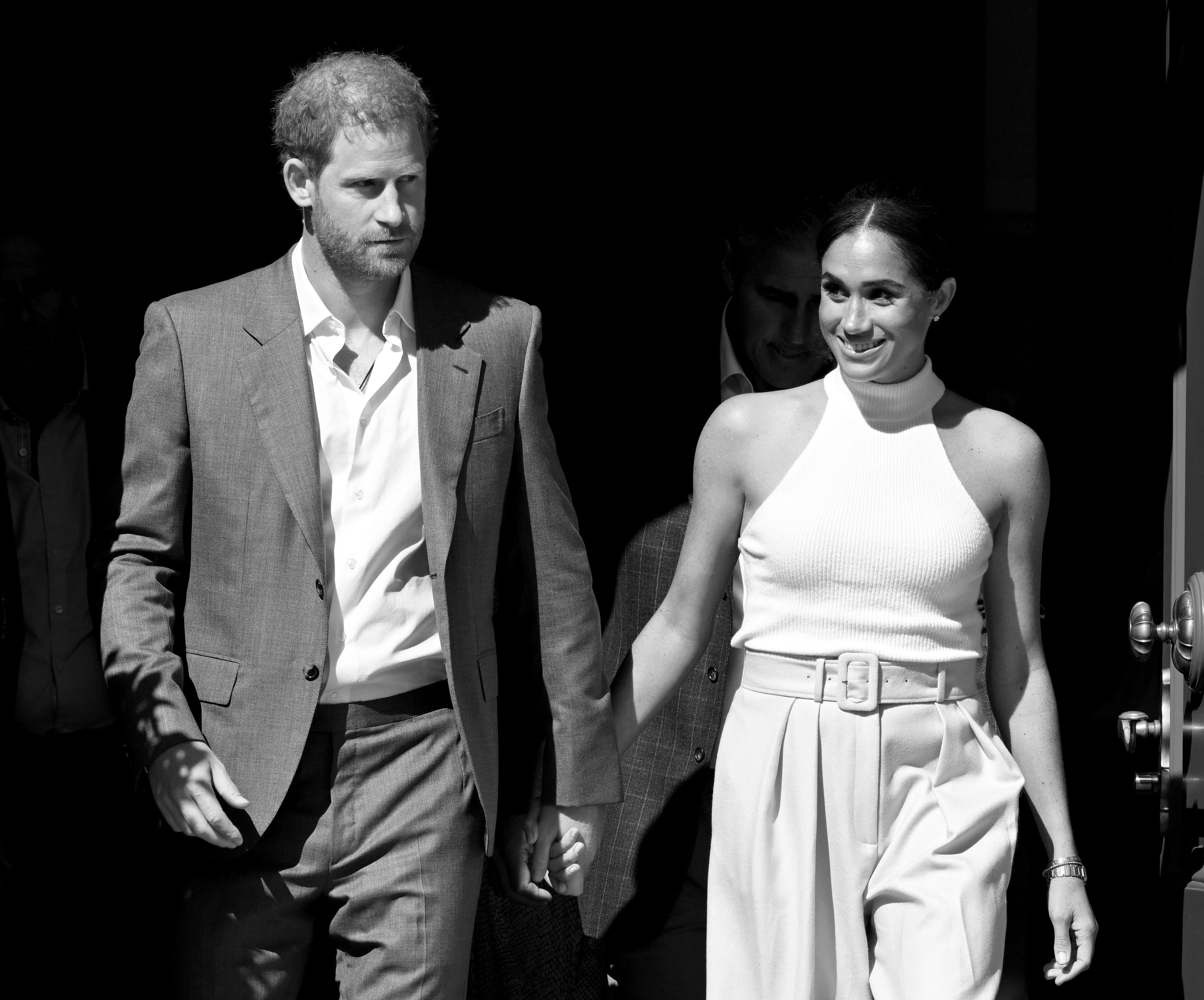Meghan's obsession with wide-legged trousers continues