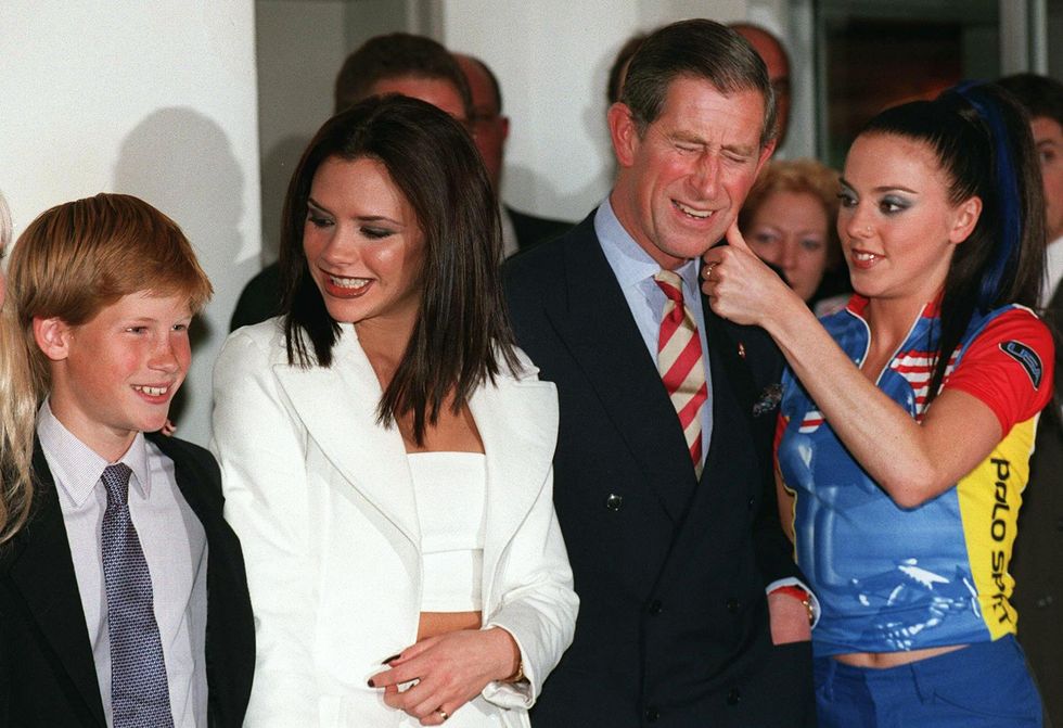prince harry l poses with spice girls