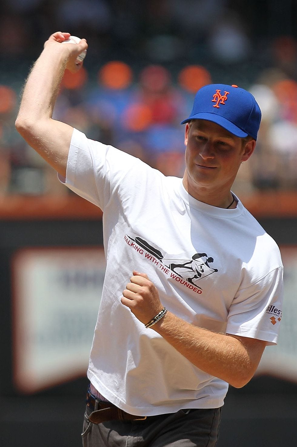 Prince Harry throws out the first pitch at the NY Mets vs