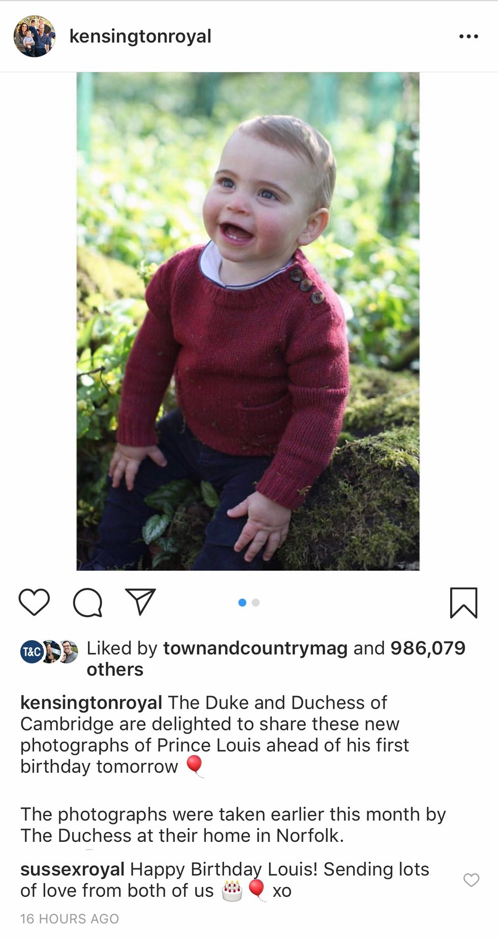 meghan markle prince harry comment on prince louis birthday photos instagram