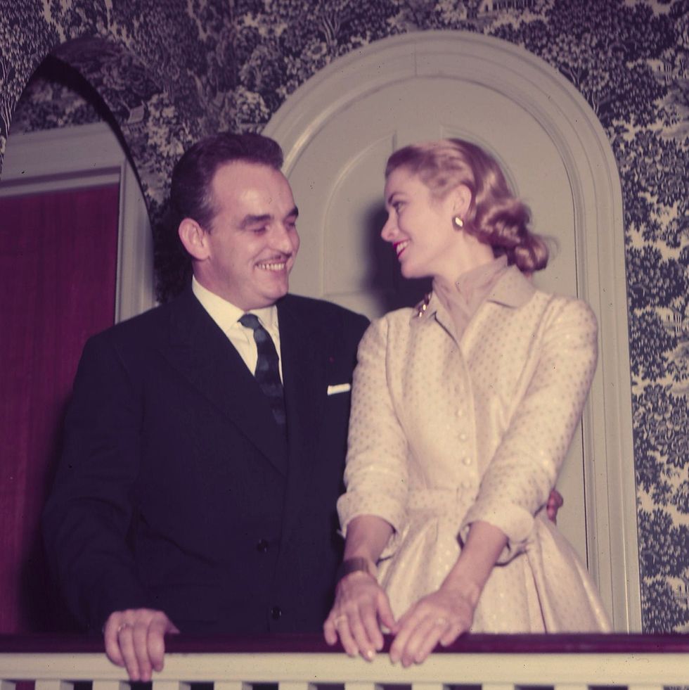 prince rainer iii of monaco, 32, and grace kelly, 26, after