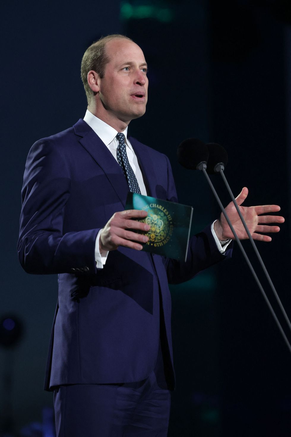 britains prince william, prince of wales speaks on stage inside windsor castle grounds at the coronation concert, in windsor, west of london on may 7, 2023 for the first time ever, the east terrace of windsor castle will host a spectacular live concert that will also be seen in over 100 countries around the world the event will be attended by 20,000 members of the public from across the uk photo by chris jackson pool afp photo by chris jacksonpoolafp via getty images