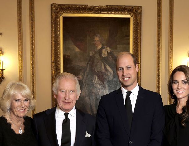 london, england   october 01 editorial use only, approval required from royal communications camilla, queen consort, king charles iii, prince william, prince of wales and catherine, princess of wales pose for a photo ahead of their majesties the king and the queen consort’s reception for heads of state and official overseas guests at buckingham palace on september 18, 2022 in london, england photo by chris jacksongetty images