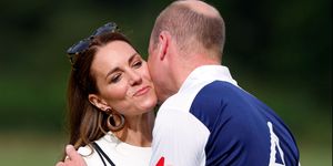 windsor, united kingdom   july 06 embargoed for publication in uk newspapers until 24 hours after create date and time catherine, duchess of cambridge kisses prince william, duke of cambridge during the prize giving of the out sourcing inc royal charity polo cup at guards polo club, flemish farm on july 6, 2022 in windsor, england photo by max mumbyindigogetty images