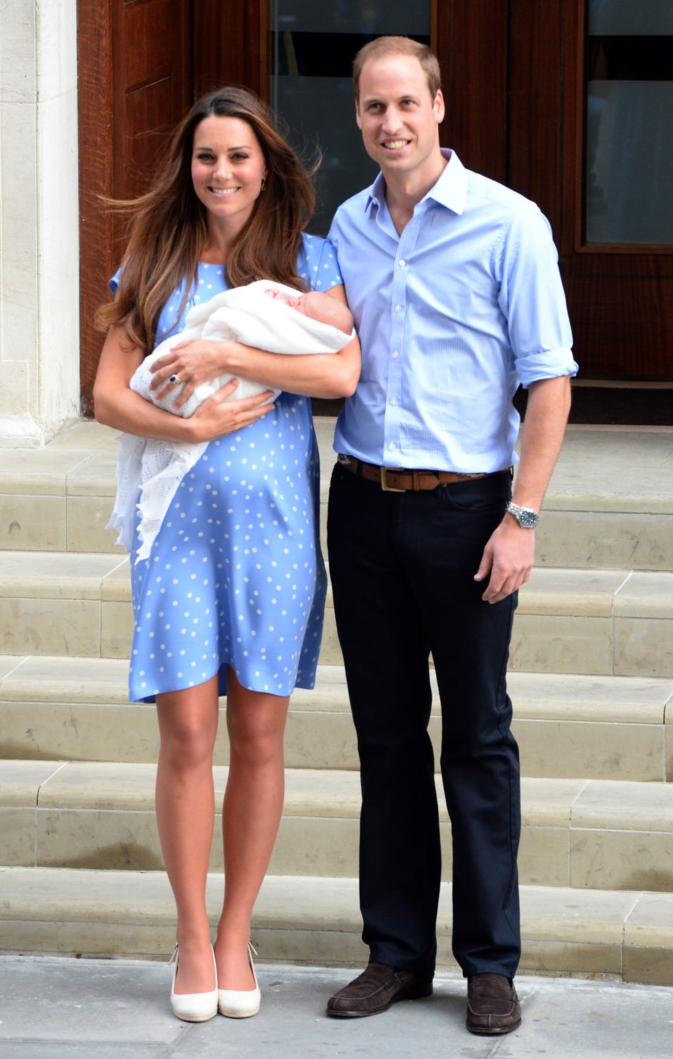 The Duke And Duchess Of Cambridge Leave The Lindo Wing With Their Newborn Son