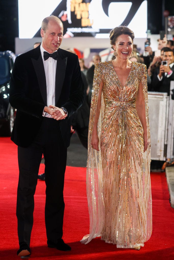 the prince of wales and the duchess of cornwall, and the duke and the duchess of cambridge attend the world premiere of “no time to die”